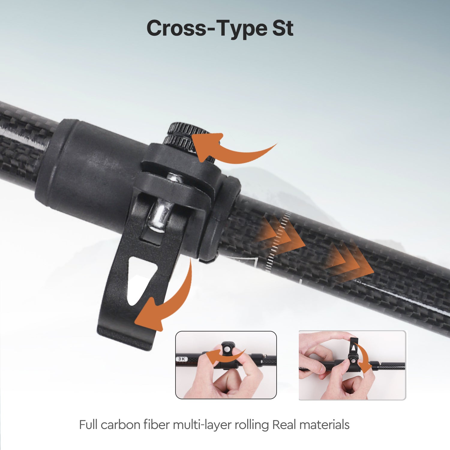 Collapsible carbon fiber trekking pole, convenient for travel & storage.