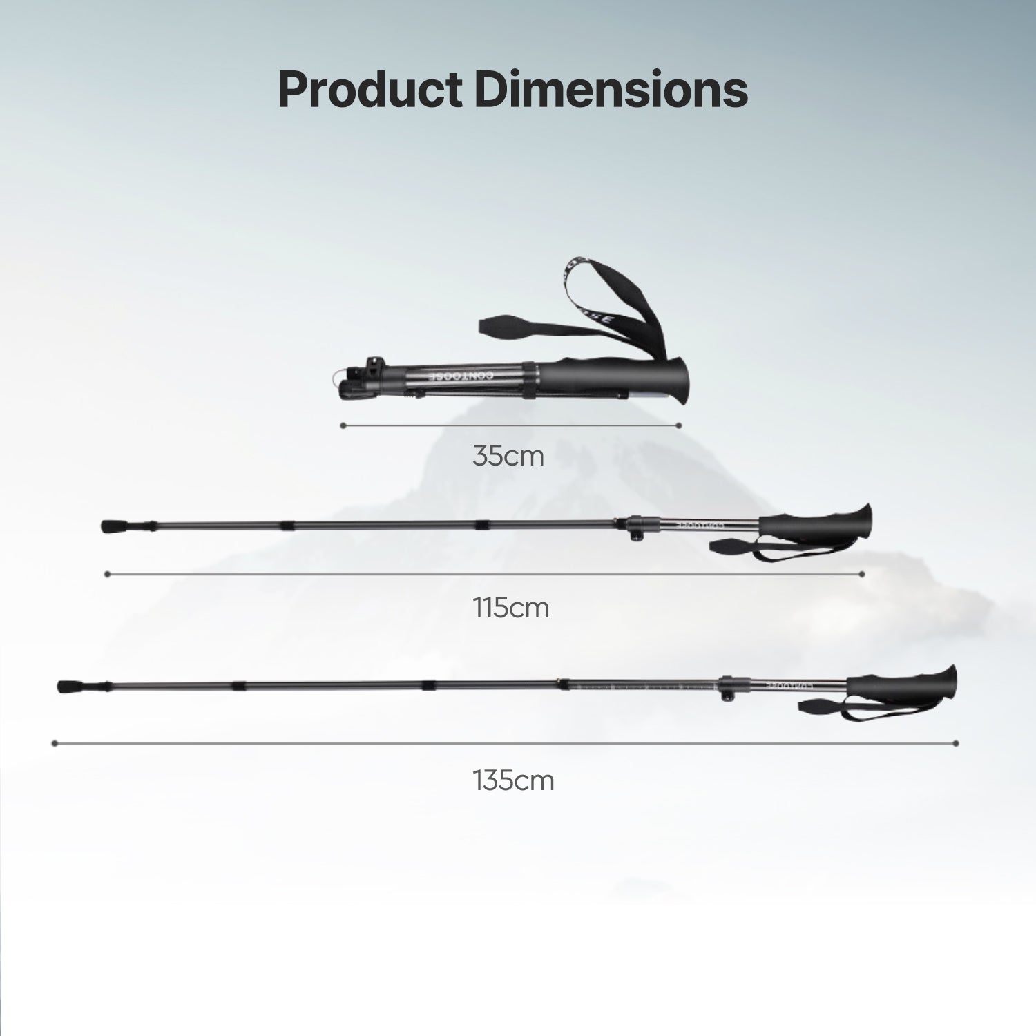 Modern carbon fiber hiking pole, an indispensable piece of outdoor equipment.