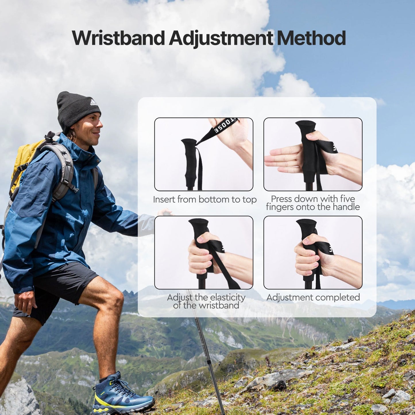 Adjustable carbon fiber walking stick for enhanced balance on variable terrain.