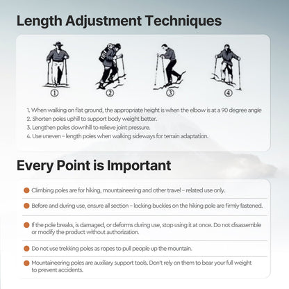 Lightweight carbon fiber trekking pole with comfortable hand strap.