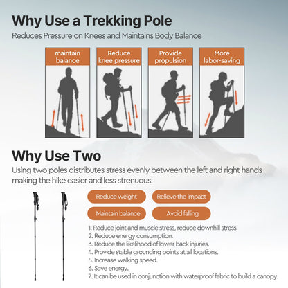 Outdoor adventure carbon fiber trekking pole, an essential trail accessory.