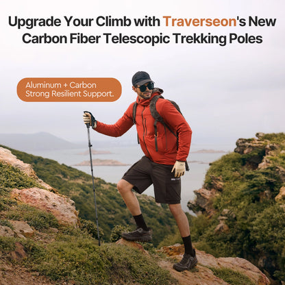 Unisex carbon fiber trekking pole for diverse trails & hiking gear needs.