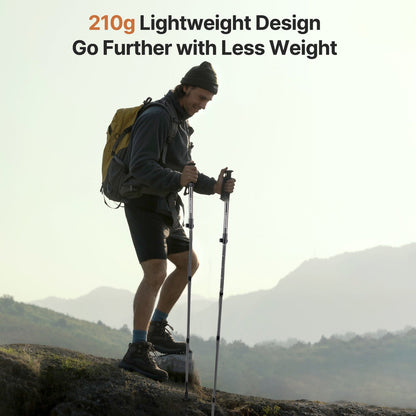 Compact carbon fiber hiking pole, ideal for backpacking & camping accessory.