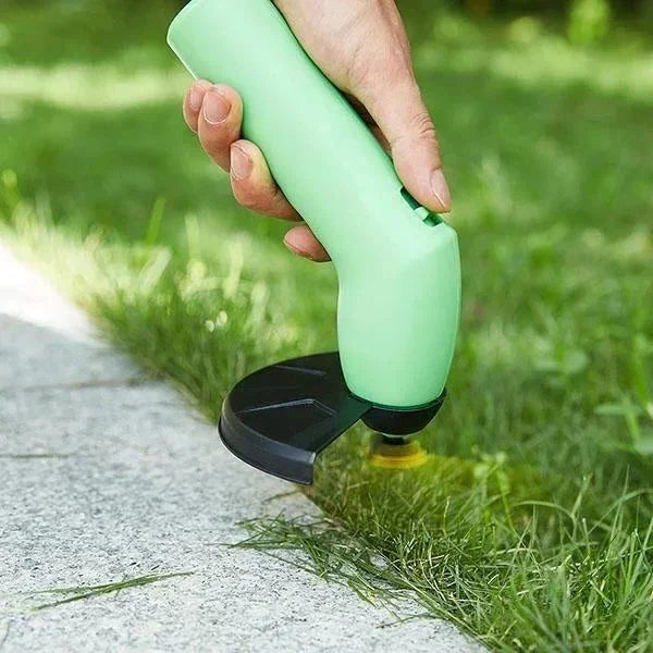 Lightweight cordless mini weed trimmer for easy garden maintenance & yard trimming. Battery powered grass cutter.