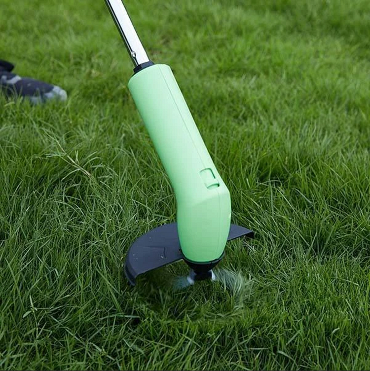 Portable electric grass cutter, a mini weed wacker for effortless home gardening & lawn care. Cordless design.