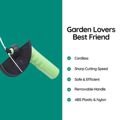 Effortless mini weed wacker, a cordless electric grass cutter for precise yard trimming & lightweight garden maintenance.