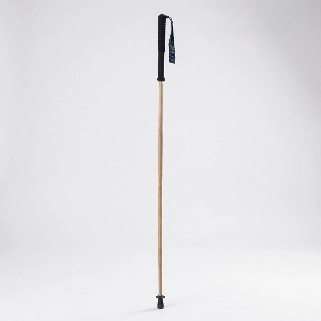 Unisex folding trekking pole with a stylish bamboo finish, ideal for trail walking & outdoor adventures.