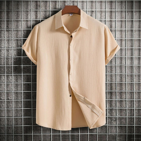 Lightweight men's button-up shirt in breathable fabric, perfect for summer casual wear & comfort.