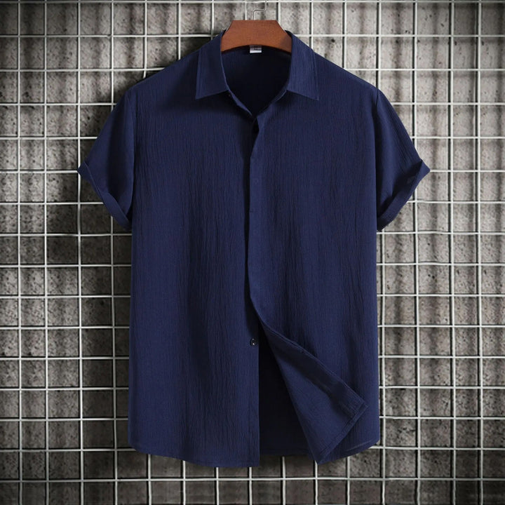 Men's lightweight long sleeve button-up shirt, ideal for versatile smart casual outfits & summer style.