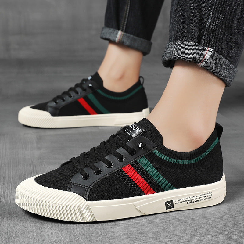 Fashionable men's lightweight knit sneakers. Comfortable, casual footwear for everyday wear & modern style.