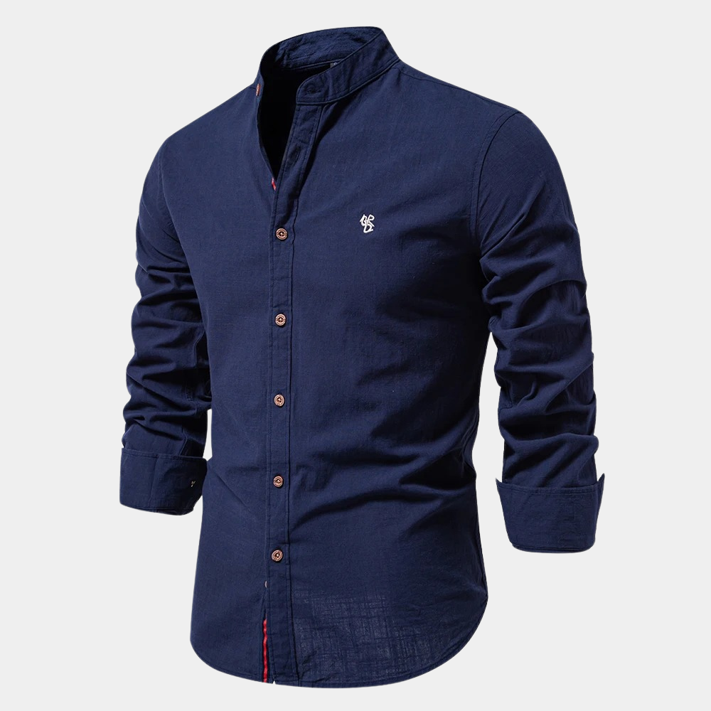 Breathable long-sleeve men's summer shirt, designed for lightweight comfort in warm weather.