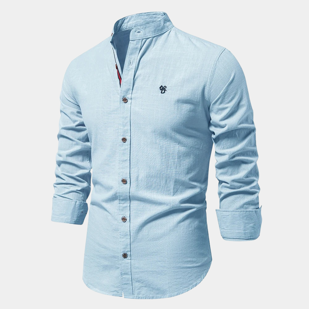 Men's lightweight long-sleeve summer shirt, perfect for warm weather or versatile smart casual layering.