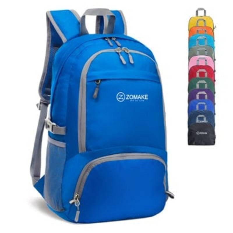Packable daypack with adjustable shoulder straps, designed for comfortable travel and outdoor use.