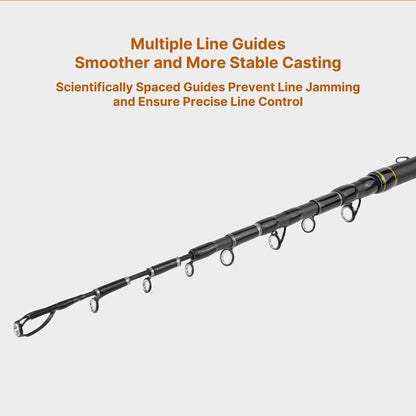 Sleek carbon fiber telescopic rod, designed for ultimate travel convenience and fishing.