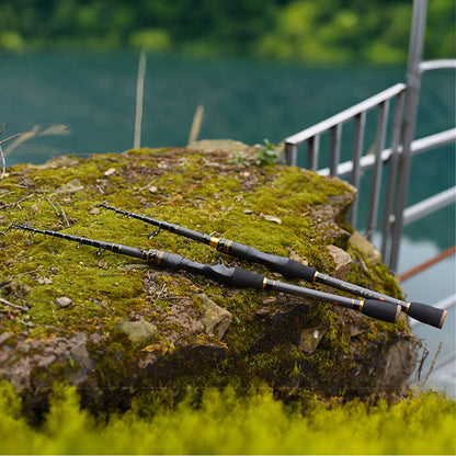 Versatile carbon fiber spinning rod, perfect for both freshwater and saltwater travel fishing.