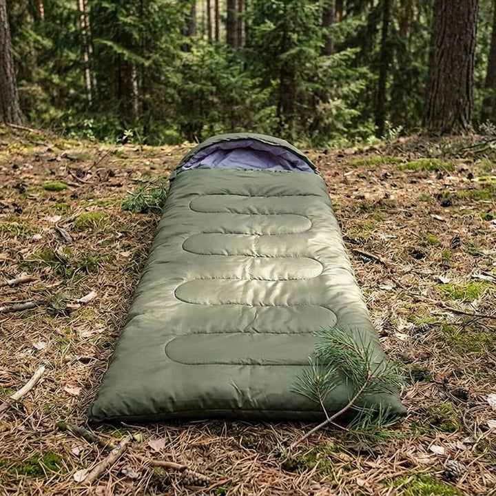 Lightweight unisex 3-season camping sleeping bag for hiking & backpacking. Comfortable outdoor gear.