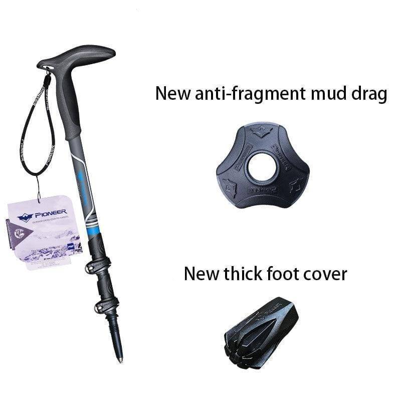 Pair of carbon fiber hiking poles extended, ready for trail use and mountain climbing