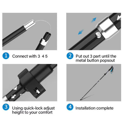 Compact carbon fiber adjustable trekking poles, a must-have for hiking and camping