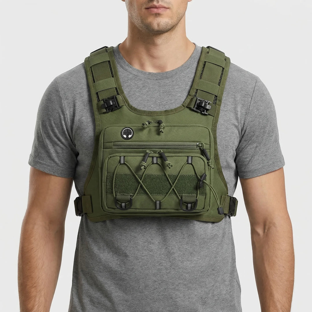 Ergonomic unisex lightweight running chest pack. Adjustable straps for secure fit, hydration compatible, & storage.