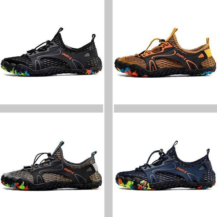 All-weather men's trail shoes with enhanced traction, ideal for hiking and trekking