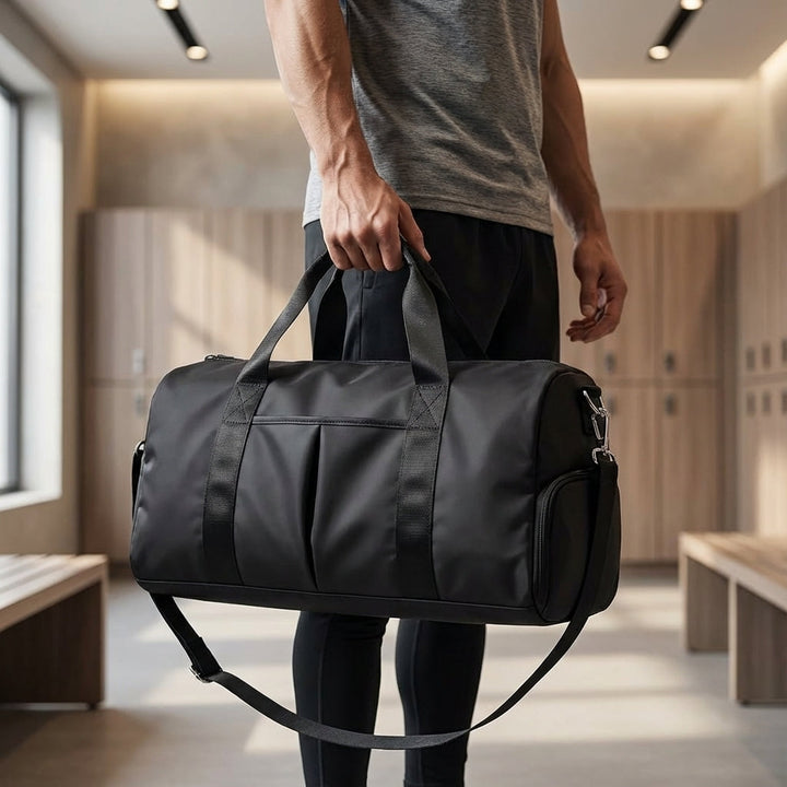Lightweight waterproof unisex weekend duffel bag. Versatile for travel, gym, sports, or as a carry-on.