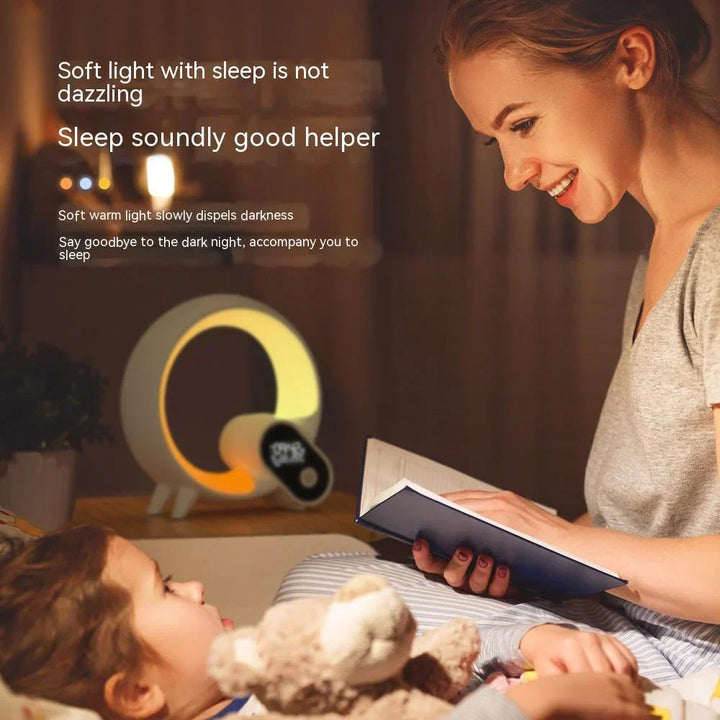 Vibrant Liora smart night light illuminating a room with soothing color-changing LED glow, a relaxing sleep aid.