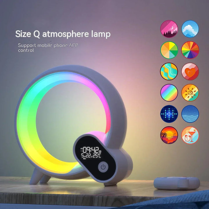 Close-up of the sleek Liora smart night light, a modern LED lamp with app-controlled color & white noise.