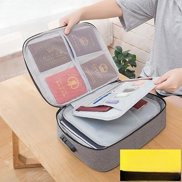 Home office secure storage case: lockable, waterproof, multi-layer organiser for essential documents & valuable protection.
