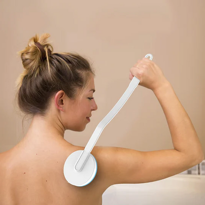 Adjustable long handle back lotion dispenser for all body care. Ideal for moisturizers, oils, and sunblock application.