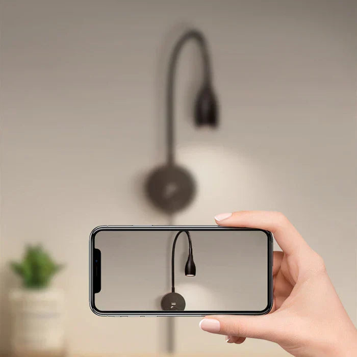 Modern wireless wall lamp, LumaWave, for versatile ambient lighting & contemporary interior home decor.