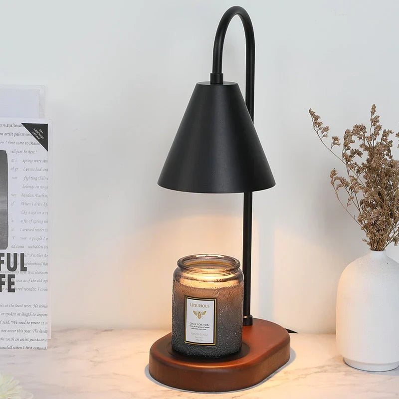 Decorative LumiFlare table lamp, candle warmer for ambient lighting in any room.