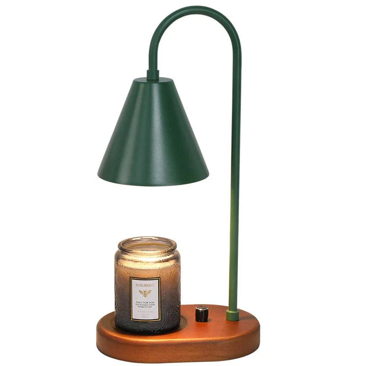 LumiFlare candle warmer, doubles as a decorative table lamp for ambient bedroom or living room lighting.