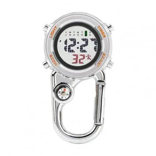Pocket watch with luminous display and carabiner clip, perfect for active lifestyles & outdoors