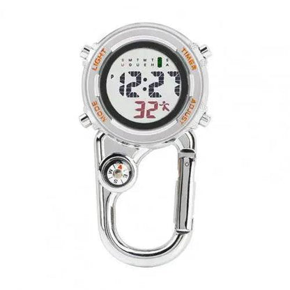 Pocket watch with luminous display and carabiner clip, perfect for active lifestyles & outdoors