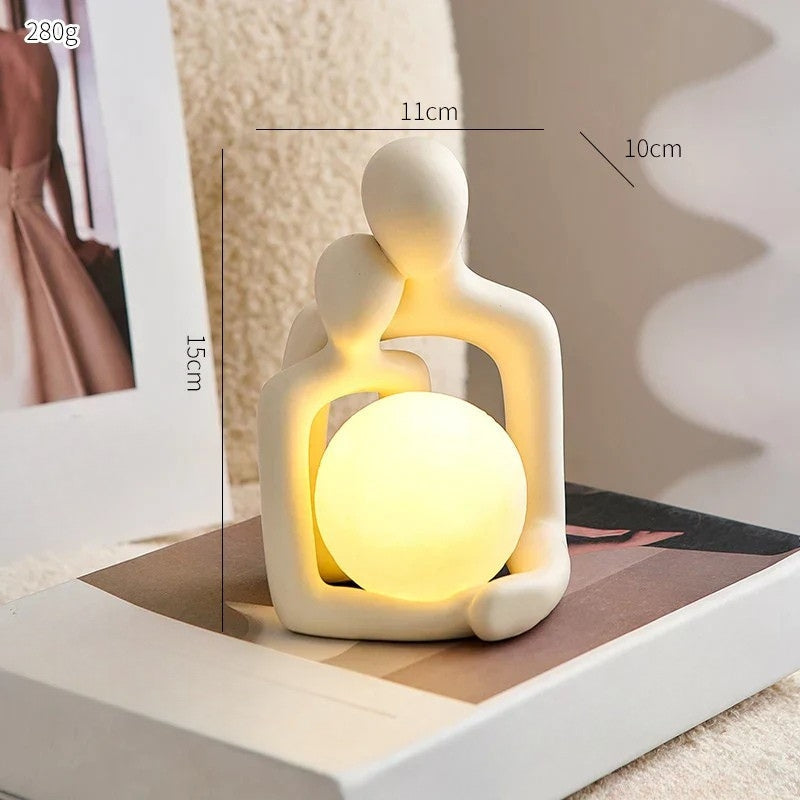 Unique LunaGlow ceramic mood lamp, an artistic table lamp and decorative light, ideal as a thoughtful home decor gift.