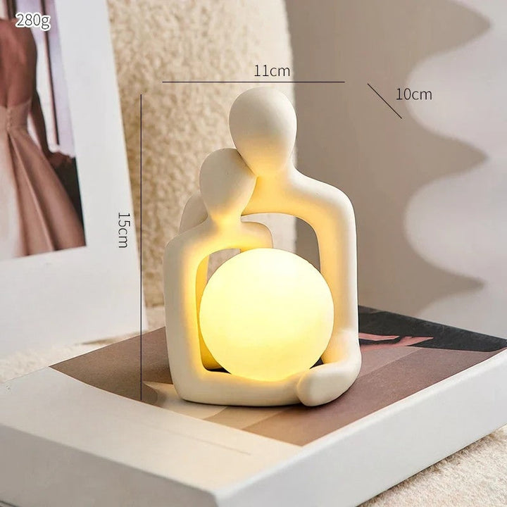 Unique LunaGlow ceramic mood lamp, an artistic table lamp and decorative light, ideal as a thoughtful home decor gift.