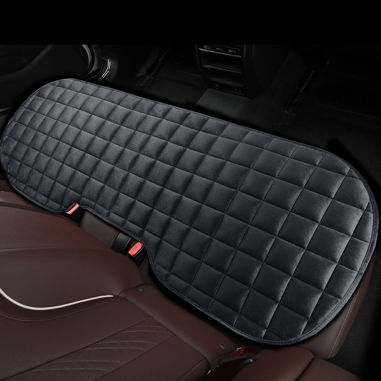 Premium velvet car backseat cushion. Luxurious padding for a comfortable vehicle interior.