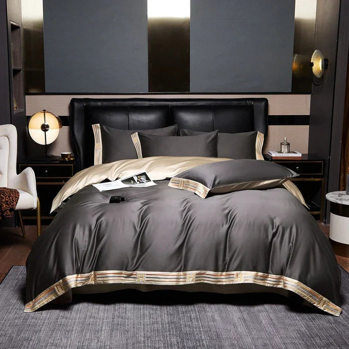 Soft, smooth satin cotton bedding set in a serene bedroom, reflecting a luxurious hotel quality feel.
