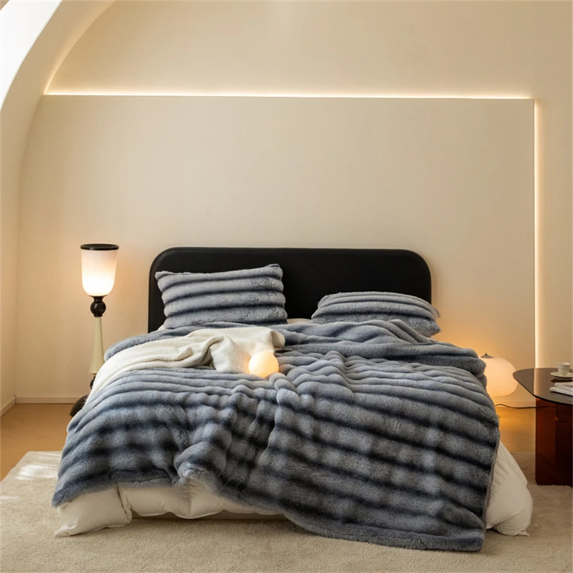 Versatile luxury faux fur throw blanket, ideal for beds, sofas, or adding cozy warmth & style.