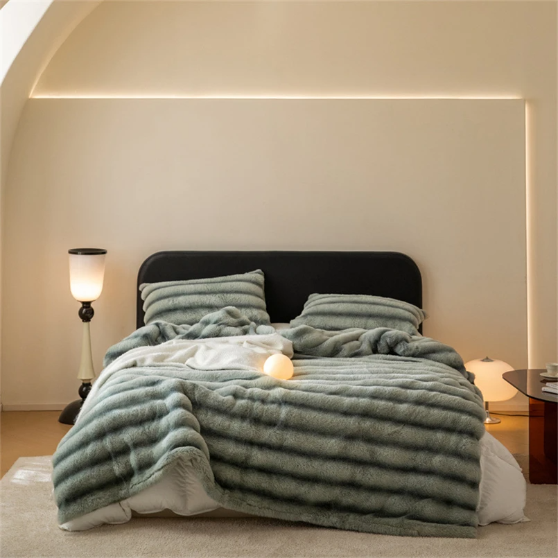 Indulge in a soft, plush faux fur throw, offering luxury and cozy comfort for your home decor.