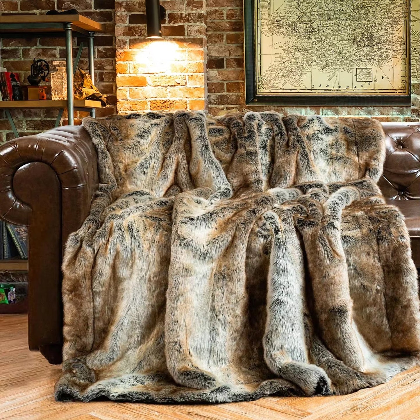 Elegant faux fur throw blanket for stylish home decor. Soft, cozy, and luxurious comfort for living rooms.