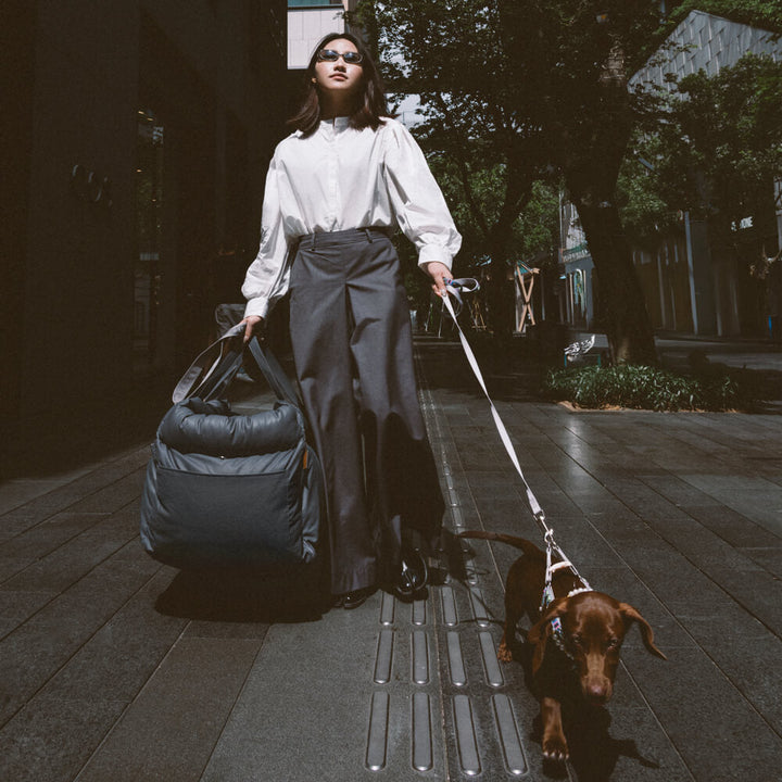 Luxurious faux leather dog car seat for stress-free car journeys.