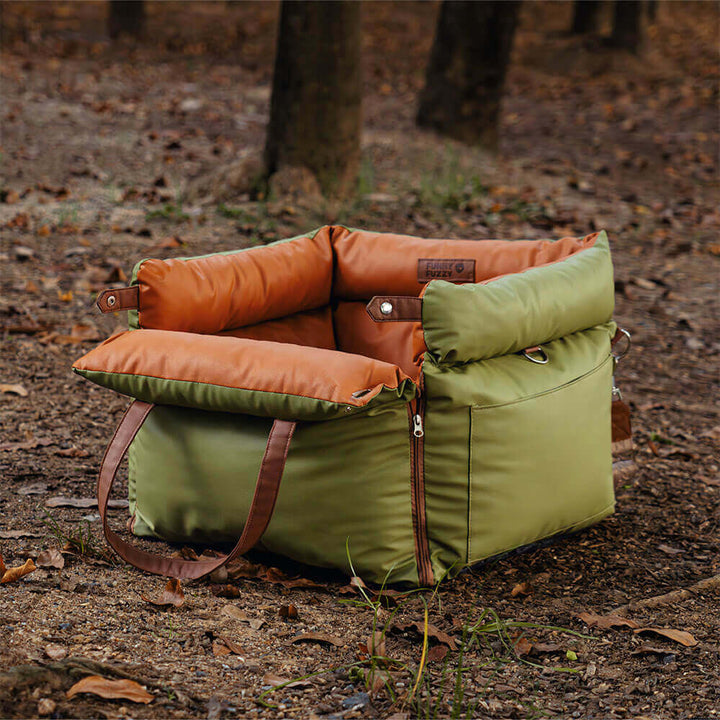 Faux leather dog car carrier, a luxurious and practical pet accessory.