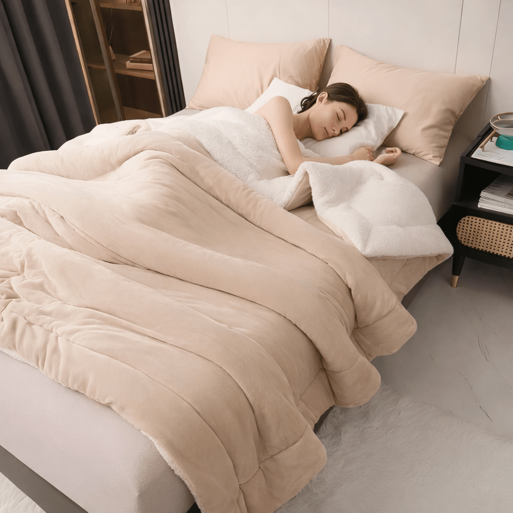 Luxurious fleece blanket, ultra-soft & warm for ultimate comfort in any bedroom or living space.