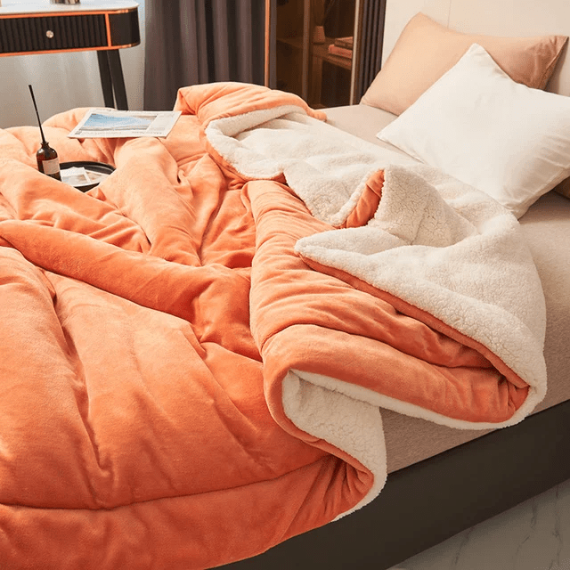 Stylish fleece blanket, a perfect home decor accent providing plush softness and cozy warmth for any space.
