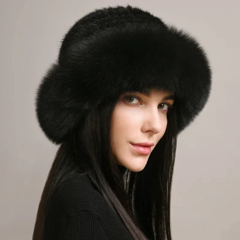 Luxurious genuine mink fur winter hat for women, soft & warm, perfect for elegant cold weather fashion.