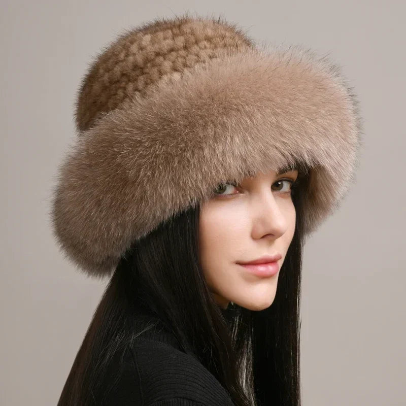 Women's elegant mink fur hat, a premium winter accessory offering warmth, comfort, and sophisticated style.