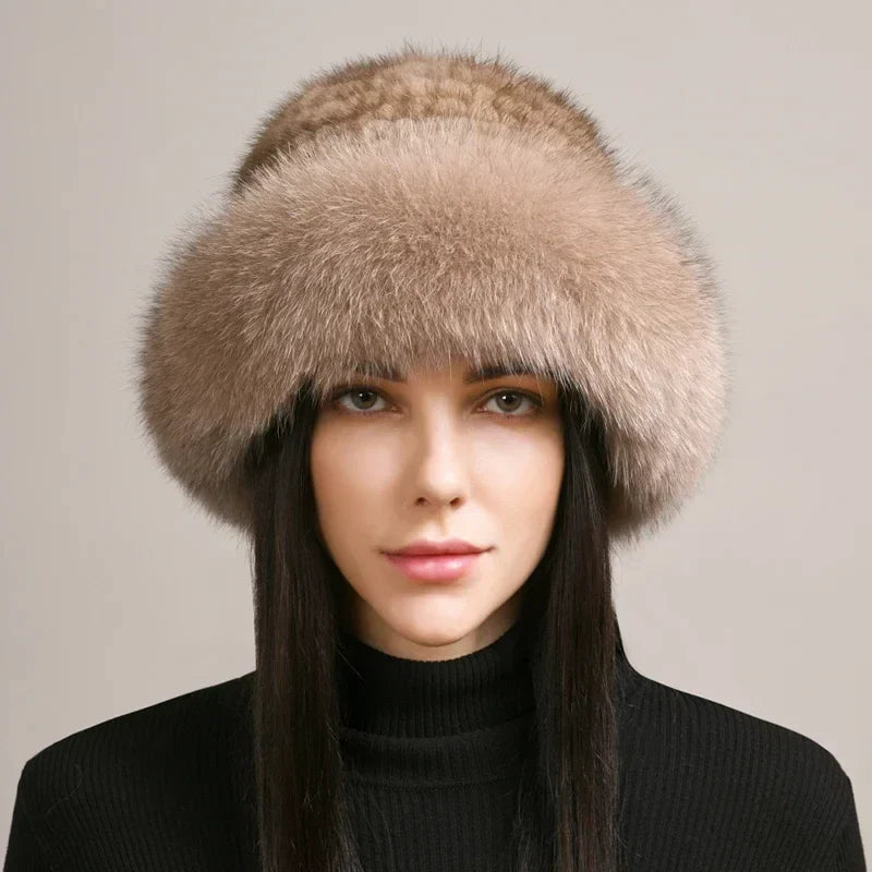 Soft genuine mink fur hat for women, designed to provide luxurious warmth and style in cold weather.