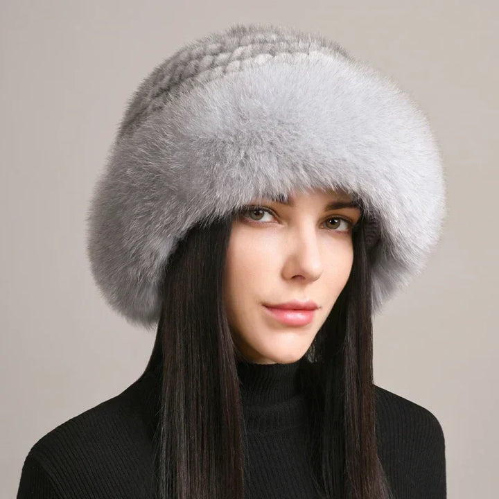 Fashionable genuine mink fur hat for women, ensuring supreme warmth and a chic look during winter months.