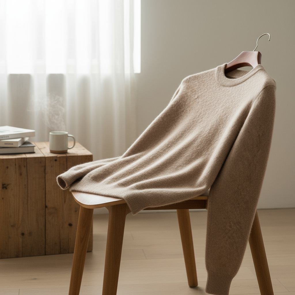 Timeless men's pure cashmere crewneck sweater. Soft, comfortable, and luxurious Italian knit for elegant style.